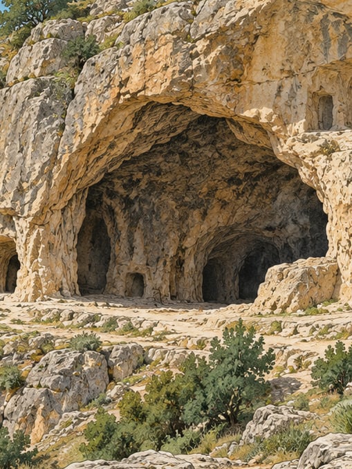Zeichnung: Zağ-Höhlen, Bingöl