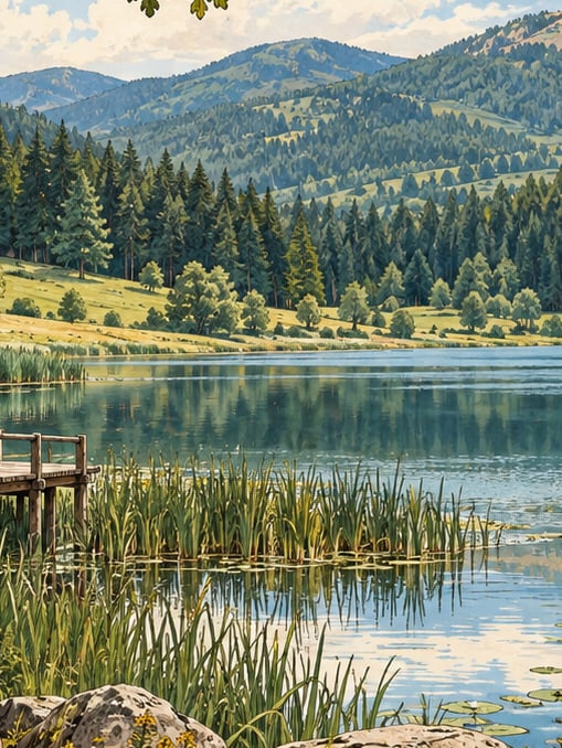 Zeichnung: Naturpark Zinav-See, Tokat